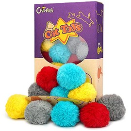 Chiwava 24 Paquetes 1.8 Pulgadas Bola de Juguetes de Gato Peludo Bola Suave de Hierba gatera Persecución de Actividades para Gatitos Juego silencioso Colores Variados