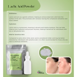 Lactic Acid Powder Lactic Acid Cosmetics Grade DIY Lactic Acid Peel for Skin Moisturizing by Talsen Chemicals (1 Ounce (Pack of 1)