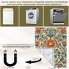 Magnetic Dishwasher Cover,Boho Ethnic Flower Reusable Dishwasher Magnetic Cover Decorative