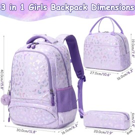 Meisohua Girls Backpack with Lunch Box 3 in 1 Backpack Set for Girls School Backpack for Kids Preschool Kindergarten Elementary Kids Bookbag with Chest Strap Water Resistant Butterfly Furry Backpack