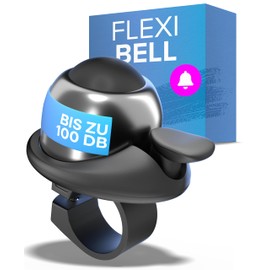 BÜCHEL Bicycle Bell Flexible in Silver - 360° Rotating Bicycle Bell with Up to 100 dB Waterproof and Rustproof Bell Bicycle Suitable for All Handlebar Types and as a Bicycle Bell Children