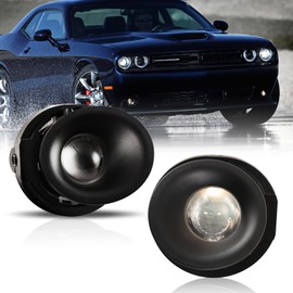 ROXX Fog Lights For 2015-2020 Dodge Challenger, Front Pair Bumper Lamps Fog Light Replacement Set with Switch and Wiring Kit (OE Style Clear Lens w/Bulbs)