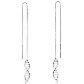 MATERIA by Matthias Wagner SO-27 Women's Earrings 925 Silver Spiral DNA Double Helix, Sterling Silver
