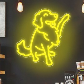 Dog Neon Sign,LED Light for Wall Decor,Wall Decorations Pet Shop,USB Light Up Signs for Bedroom Home Wedding Party Room,Yellow Neon Bar Signs for Home Bar 12.8 x 12.3 inch