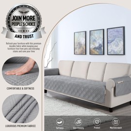 TAOCOCO Waterproof Oversized Couch Covers for Pets Dogs with Non Slip Backing, Sofa Seat Covers with Pocket for 4 Cushion Couch Washable Dog Couch Protector Sofa Slipcovers(Oversized Sofa, Light Gray)