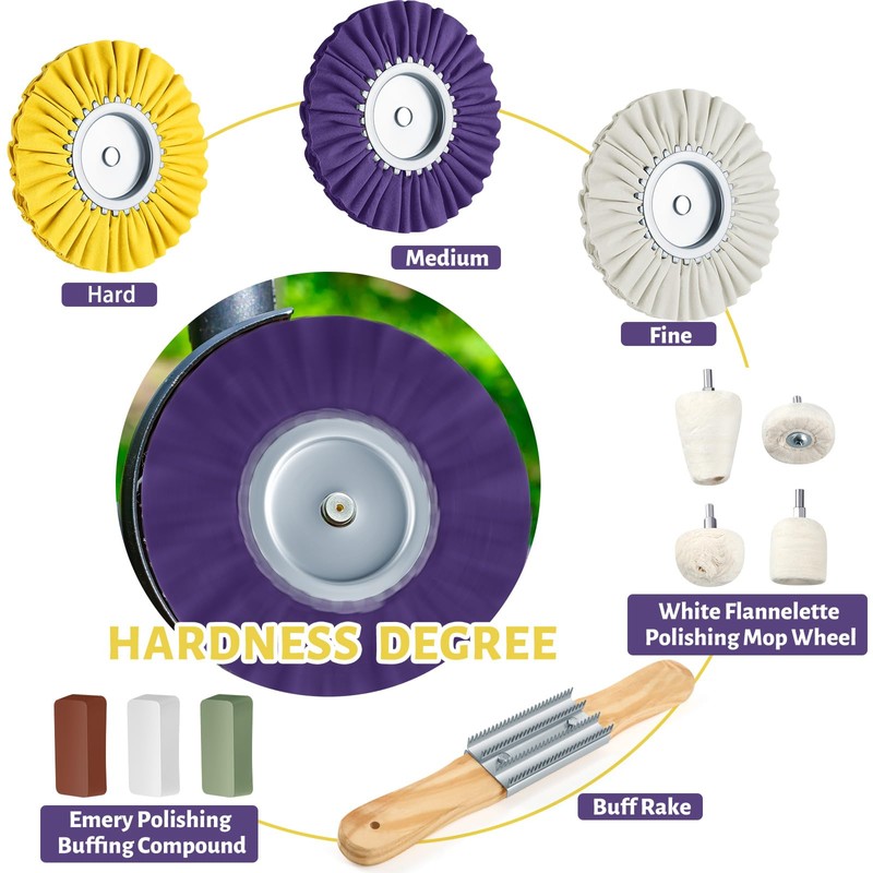 Liliful 12 Pcs 8" Airway Polishing Wheel Kit in Diameter