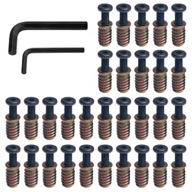 30 Sets 1/4-20 x 10mm Threaded Wood Inserts, Special Thread Inserts with Hex Nuts Fasteners for Furniture, Wooden Products, and Wood Models (M6 x 10mm)