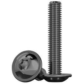 Drenky M6 Rounded Head Screws with Flange Black Pack of 20, M6 x 35 mm Screws Torx Machine Screws ISO 7380-2 Rounded Head Screws Stainless Steel A2 V2A Threaded Screws, Full Thread