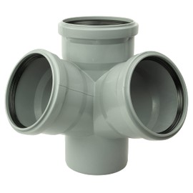 HT Pipe Double Junction PP DN 110 Double Connection 67° Form Piece Grey