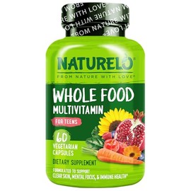 NATURELO Multivitamins for Teenage Girls/Boys, 60 Capsules, Whole Food Multivitamin with Minerals, Non-GMO, Vegetarian