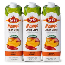 La Fe Mango Juice – All Natural Fresh Tropical Mango Juice Drink, Rich in Vitamin C, Sweet & Refreshing for Kids, Family & On the go, 3-Pack, 33.8 Fl Oz Each