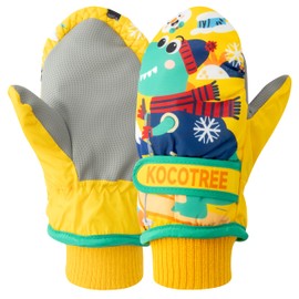 TirEurt Kids Winter Ski Gloves - Warm Waterproof Mittens, Snow Thinsulate Windproof Breathable Children Gloves, Boys Girls Snow Gloves for Skiing, Snowboarding, Winter Outdoor Sport, Size S, Dinosaur
