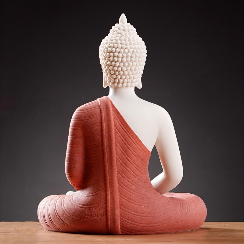 QINLANG 12 inch Red Buddha Statue and 15.74 inch LED