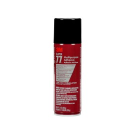 3M Super 77 Multipurpose Spray Adhesive, Low VOC, 7.3 oz., Meets California VOC requirements, Use on Wood, foam, Fiberglass, Glass, Leather, Paper, Plastic, Rubber, Fabric (77-10VOC30)