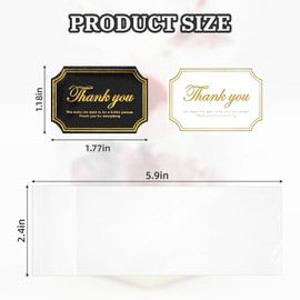 200 Pcs Chocolate Bar Wrappers with 200 Pcs gold foil Thank You Stickers - 2.5 x 7.1 Inch Candy Bar Wrappers - Self Adhesive Small Plastic Wax Melt Snap Bar Clear Bag