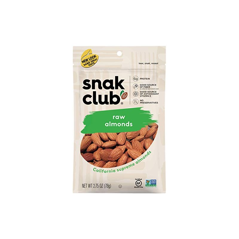 Snak Club All Natural Raw Almonds, 2.75 Ounce (Pack of