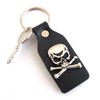 Dangerous Threads Black Topgrain Leather Key Fob with Skull &amp;