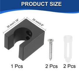 sourcing map Shower Head Holder, Zinc Alloy Handheld Bidet Sprayer Holder Shower Wand Holder Toilet Sprayer Base Support Showerhead Clips with Screws for Faucet Bathtub (Square, Black)