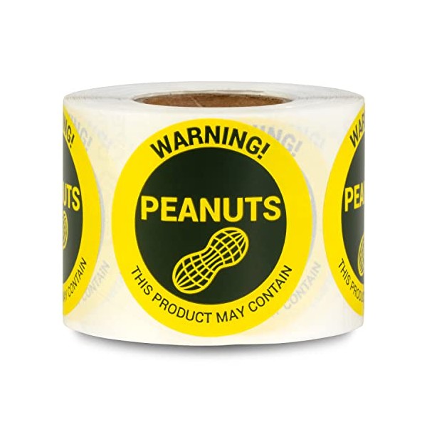 1.5 inch Warning This Product Contains Peanuts Labels ( 300