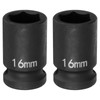 sourcing map 2pcs 6 Point Impact Socket 16mm Metric Socket