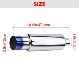 SPELAB Exhaust Muffler 2.5" Inlet 4" Outlet Stainless Steel Car Muffler Exhaust Tip N1 Burnt Universal