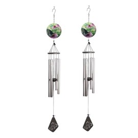 2-PC Gift Set ICE ARMOR 36" Long Butterfly Silhouette Scene Wind Chime Figurine Statue Sculpture Ornament Decoration Home/Room/Garden Decor for Housewarming, Holidays, Christmas Special