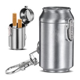 YONGDING携帯灰皿 ミニ ポータブル 灰皿 ワンタッチで開閉 密閉性があり 防水 耐湿 耐高温 アウトドア用 車用 持ち運び便利 吸殻入れ 小物いれ ピルケース 携帯用灰皿 カラビナ付き (グレー)