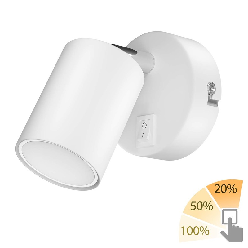 ledscom.de Wall spot WAIKA with Switch White matt + GU10
