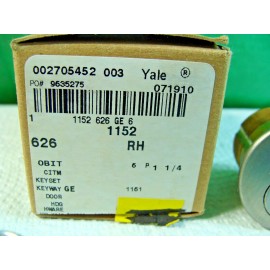 Yale Mortise Cylinder Lock 1152 1-1/4 626 Satin 2-Blank-Keys NIB NOS GE