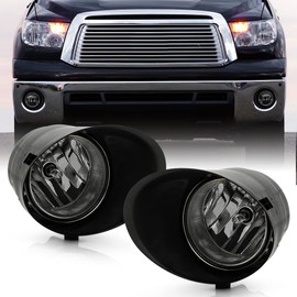 ACANII - For Smoke Lens 07-13 Toyota Tundra [Chrome Bumper] Fog Lights Switch+Bulbs Assembly Driver & Passenger Side