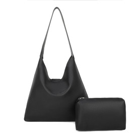 Barsine Hobo Bag for Women Designer Shoulder Purses Soft Vegan Leather Tote Handbags, Black