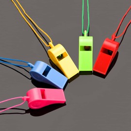 Matory 12 Pieces Colored Whistle Plastic Sports Whistles Referee Whistles with Lanyards for Coaches Referees Officials Sports