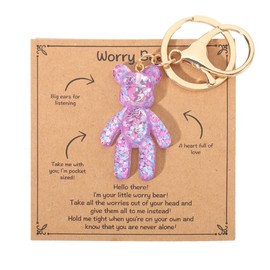 Anxiety Relief Items for Women, Stress Relief Gifts for Her,Pocket Bear Hug,Worry Bear Anxiety Relief Keychain Gift for Friend,Autism Fidget Mental Health Positivity Gifts for Daughter (P-Keychain)