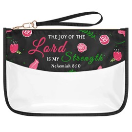 Christian Gifts for Women Faith Cosmetic Bag Religious Gifts for Her Bible Verse PVC Clear Makeup Bag Spiritual Gift Birthday Christmas Mothers Day Gifts for Sister Friends Mom Zipper Toiletry Pouch