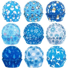 SANNIX Pack of 450 Winter Muffin Cases Christmas Muffin Baking Mould Paper Muffin Cases Paper Christmas Paper Cups Xmas Cupcake Decoration for Christmas Decoration