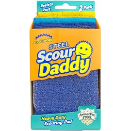 Esponja Scour Daddy Steel 2 pzas – Malla ArmoTEc, 18% más fuerte que la competencia