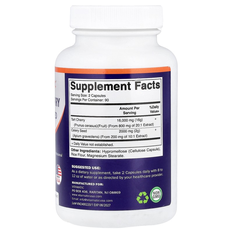 Vitamatic Tart Cherry Celery Seed, 180 Capsules