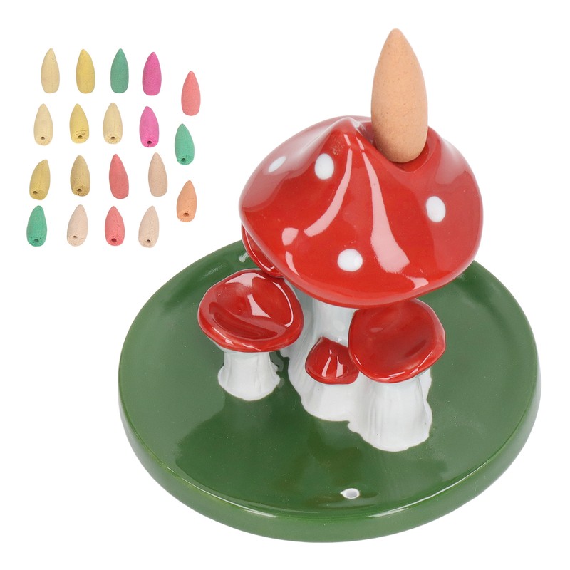 Mushroom Backflow Incense Burners Cute Waterfall Incense Holder with 20