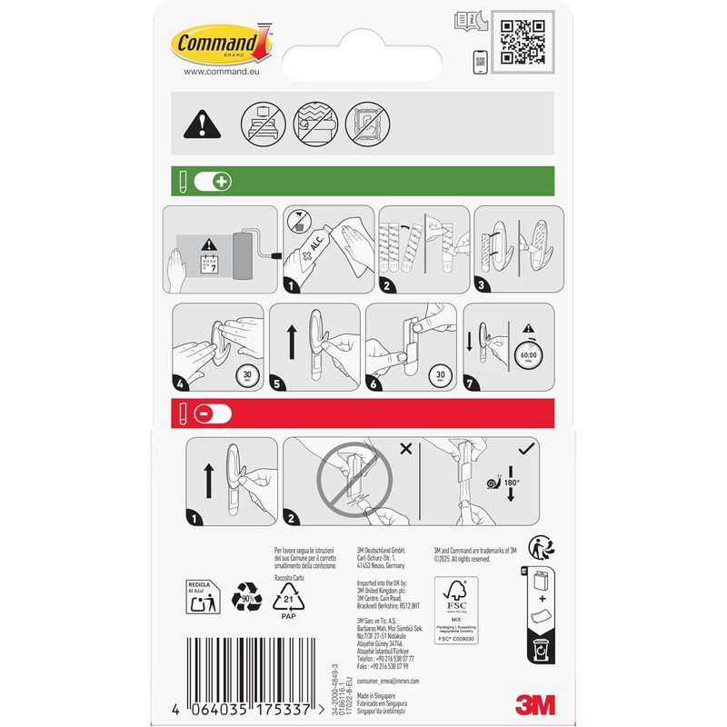Command 8 Small Removable Strips White - Damage Free Attachment