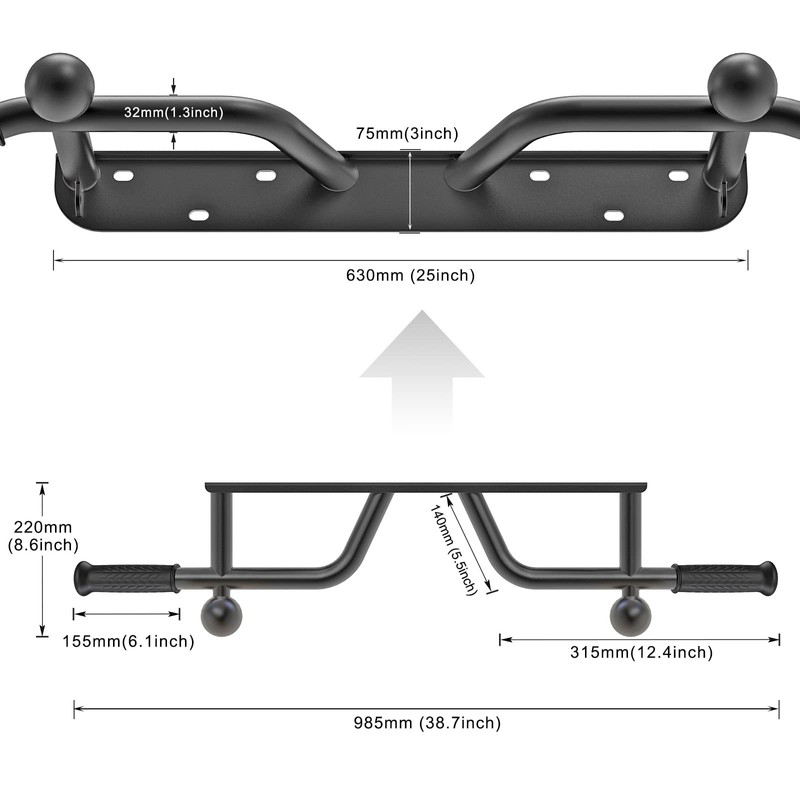 Kipika Heavy Duty Wall Mounted Doorway Pull Up Bar, Multifunctional