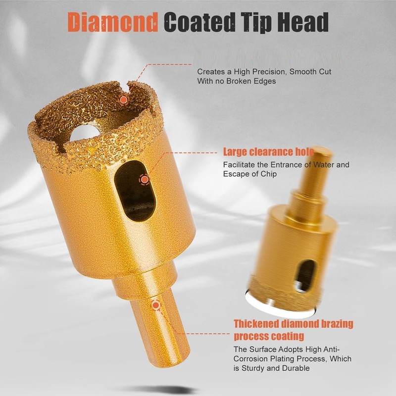 xelea Diamond Hole Saw Kit Tile Core Drill Bits Set