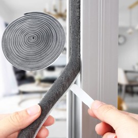 33ft Weather Stripping Brush for Sliding Windows/Doors Frame Side,Pile Self Adhesive Weatherstrip Seal Strip Sealer Draft Stoppers (33ft 0.35''Wide x 0.35''Thick, Gray)