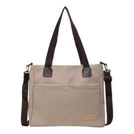 FairyPomu Canvas Tote Bag, Canvas Bag, Crossbody Shoulder Bag, Large Capacity, A4, Women's, Men's, brown (light brown)
