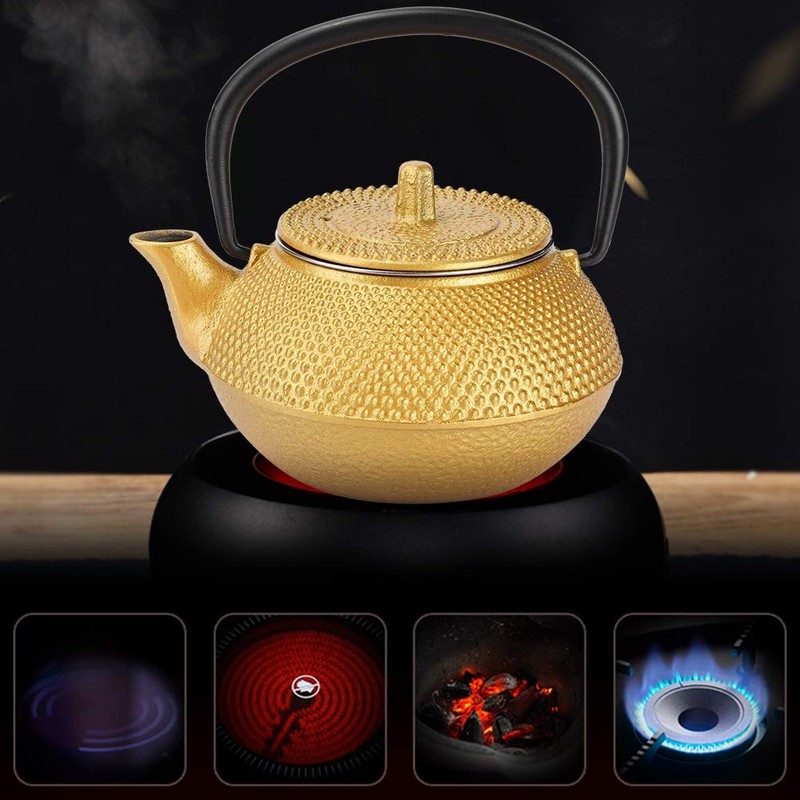 300 ml Gold Cast Iron Tea Kettle with Stainless Steel
