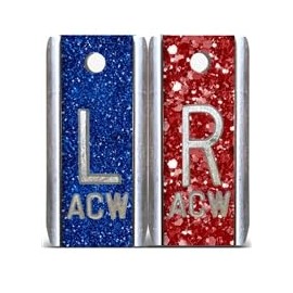 X-Ray Markers (Aluminum) - Blue/Red Glitter, Left & Right Set, 1/2" Lead Letters "L" & "R"