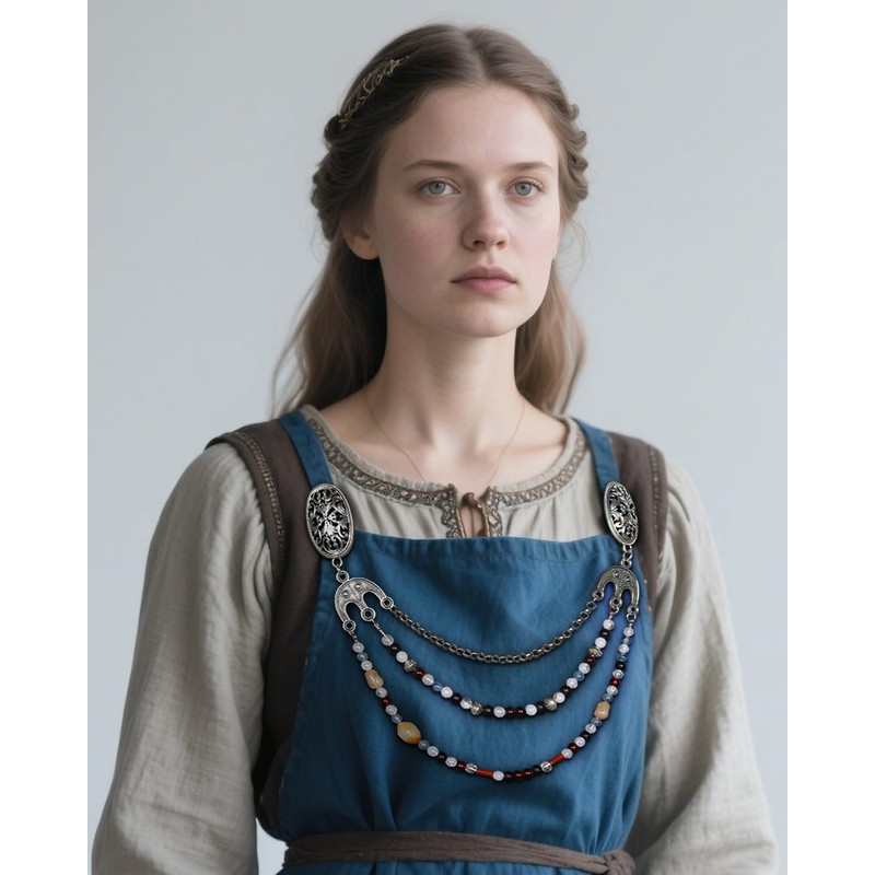 L'VOW Viking Apron Brooch Chains Cloak Clasp Brooches with Chain
