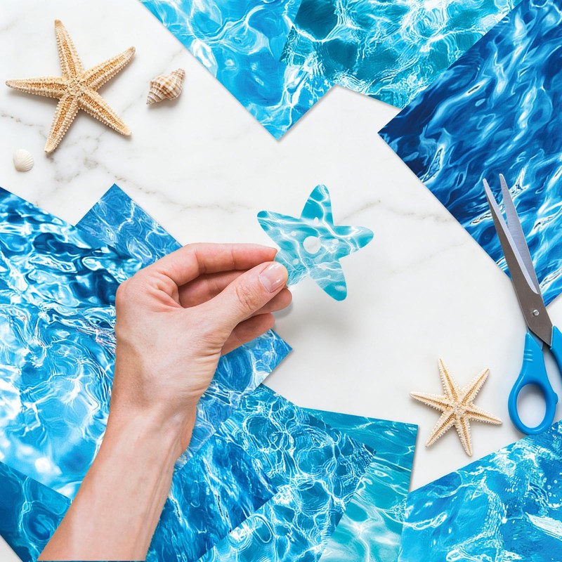 24 Sheet Blue Ocean Scrapbook Paper, 6 x 6” 24