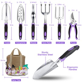 Tudoccy Garden Tools Set 83 Piece, Succulent Tools Set Included, Heavy Duty Aluminum Gardening Tools for Gardening, Non-Slip Ergonomic Handle, Durable Storage Tote Bag, Gifts for Men Women