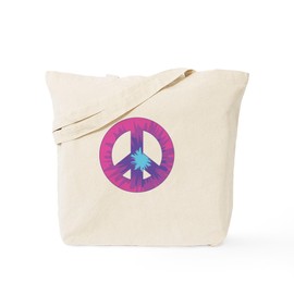 CafePress Tie Dyed Peace Sign Tote Bag Reusable Natural Beige Canvas Shopping Bag