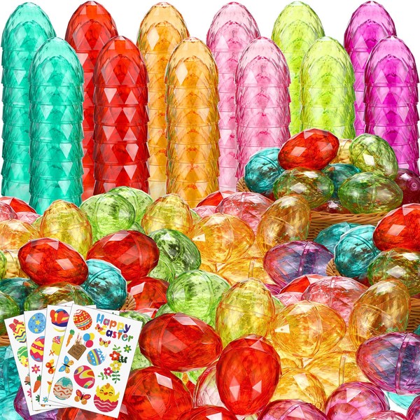 Large Diamond Easter Eggs with Easter Stickers 3 Inch Fillable